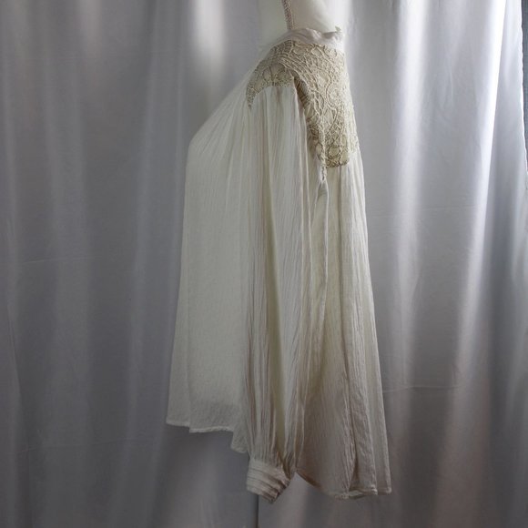 Free People Tops - Free People Long Sleeve Blouse Lace Overlay, Large